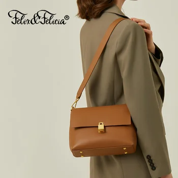FELIX & FELICIA, модные женские сумки на плечо, Высококачественная дизайнерская сумка через плечо из натуральной кожи, Женская повседневная ретро-сумка